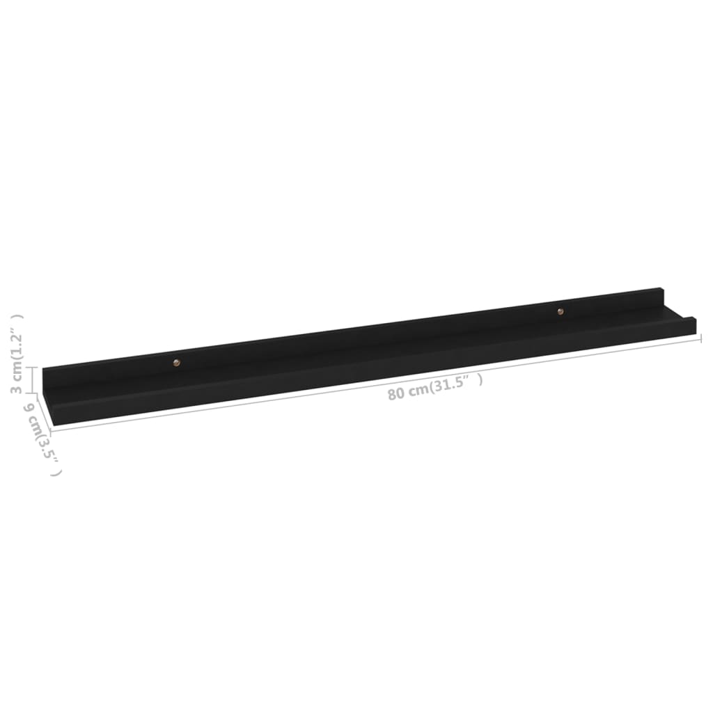 Prateleiras de parede 4 pcs 80x9x3 cm preto - Image 8