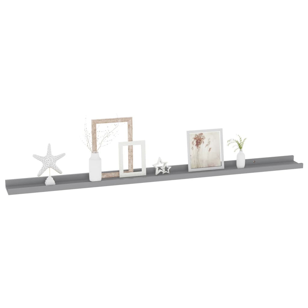 Prateleiras de parede 2 pcs 115x9x3 cm cinzento - Image 2