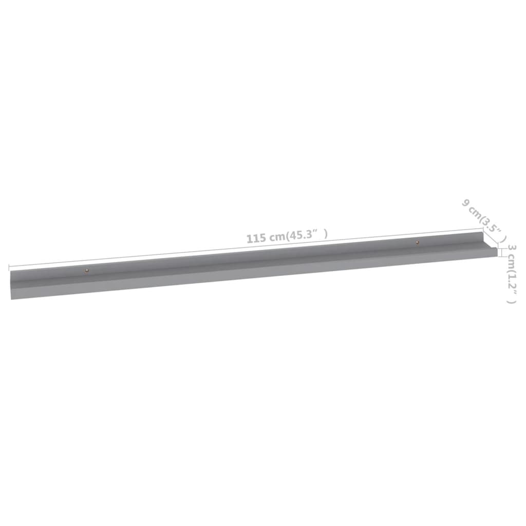 Prateleiras de parede 2 pcs 115x9x3 cm cinzento - Image 8