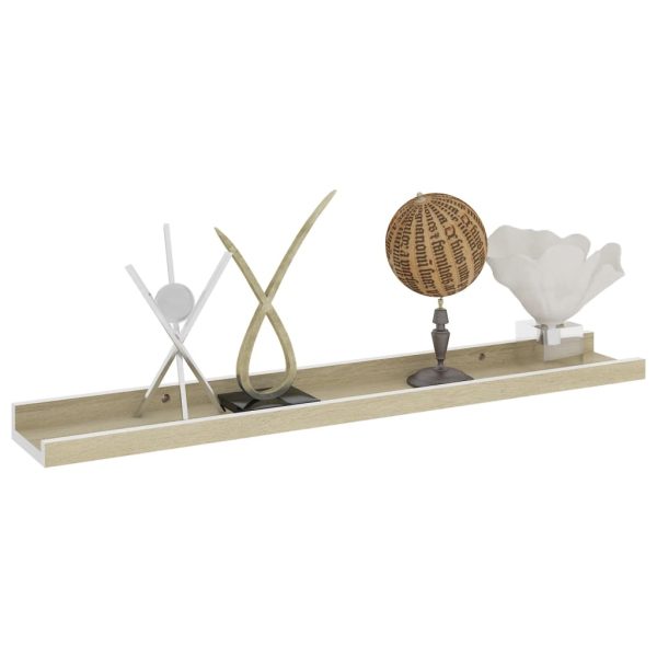 Prateleiras de parede 4 pcs 60x9x3 cm branco e carvalho sonoma - Image 2