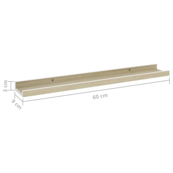 Prateleiras de parede 4 pcs 60x9x3 cm branco e carvalho sonoma - Image 8