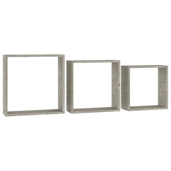 Prateleiras de parede em forma de cubo 3 pcs cinzento cimento - Image 2