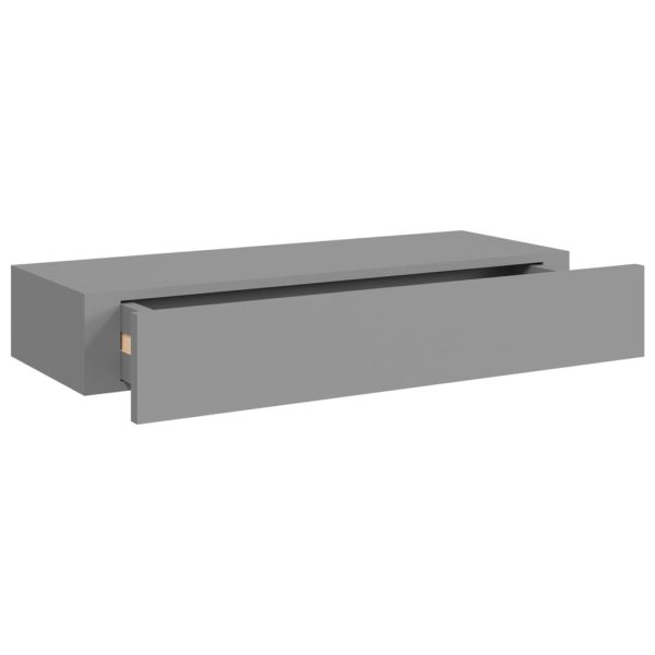 Prateleira de parede com gaveta MDF 60x23,5x10 cm cinzento - Image 4