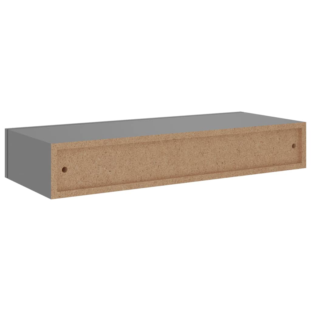 Prateleiras de parede c/ gavetas 2pcs MDF 60x23,5x10cm cinzento - Image 6