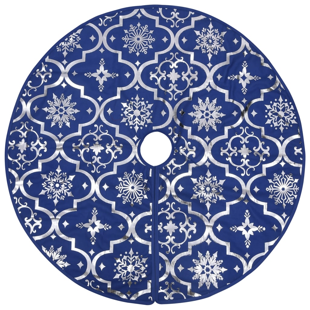Saia de árvore de Natal luxuosa 90 cm com meia tecido azul - Image 2