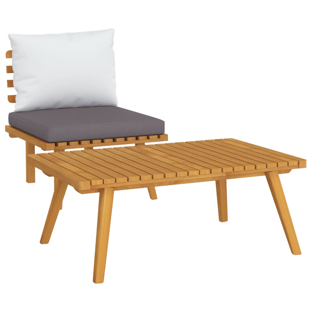 2 pcs conjunto lounge de jardim c/ almofadões acácia maciça - Image 2