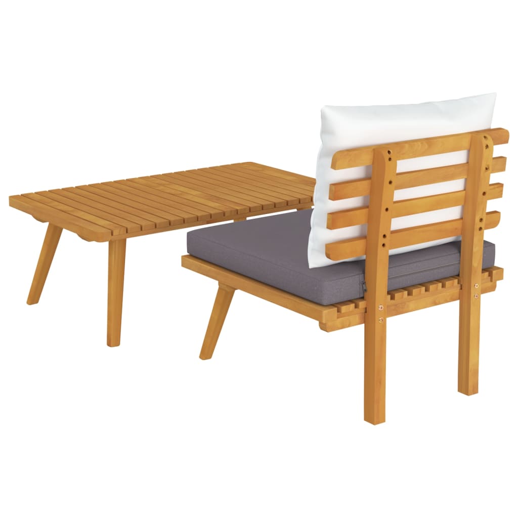 2 pcs conjunto lounge de jardim c/ almofadões acácia maciça - Image 5