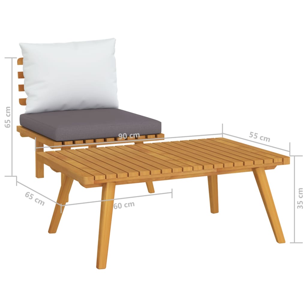 2 pcs conjunto lounge de jardim c/ almofadões acácia maciça - Image 7