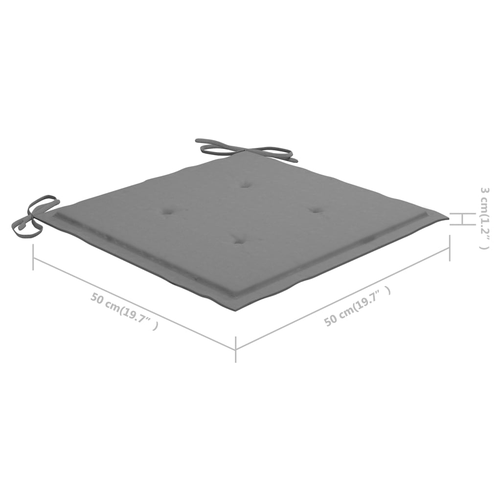 Cadeiras de jardim c/ almofadões cinzentos 4 pcs teca maciça - Image 9