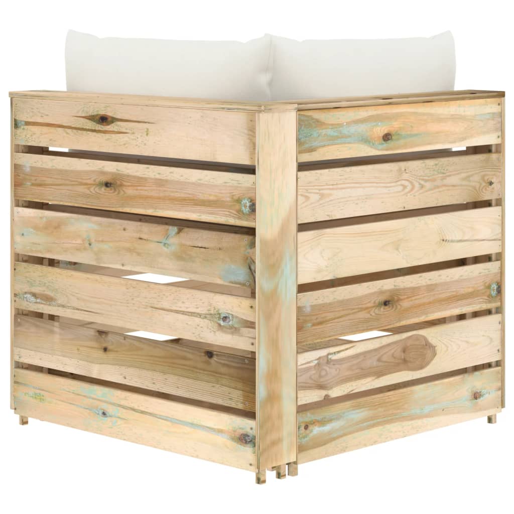 Sofá de canto seccional c/ almofadões madeira impregnada verde - Image 4