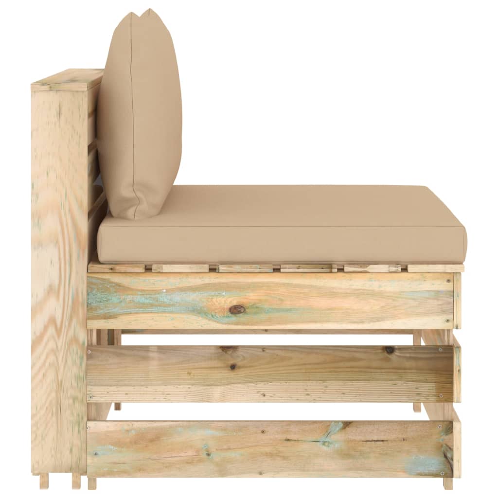 Sofá de centro seccional c/ almofadões madeira impreg. verde - Image 3