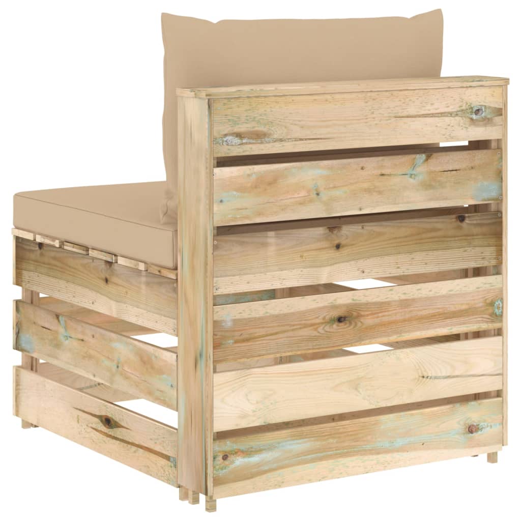 Sofá de centro seccional c/ almofadões madeira impreg. verde - Image 4