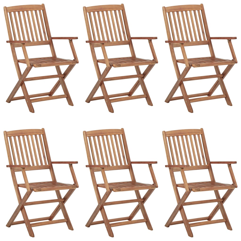 Cadeiras de jardim dobráveis c/ almofadões 6 pcs acácia maciça - Image 2