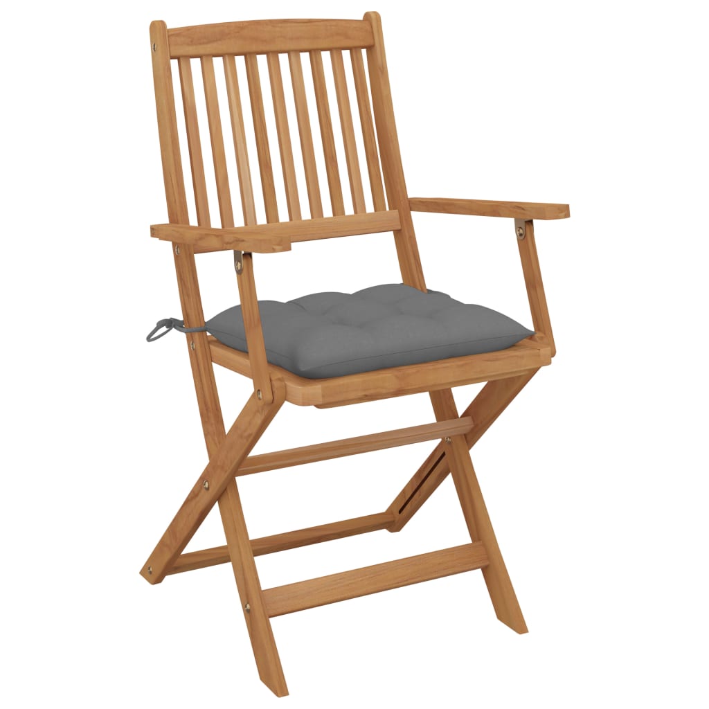 Cadeiras de jardim dobráveis c/ almofadões 6 pcs acácia maciça - Image 3