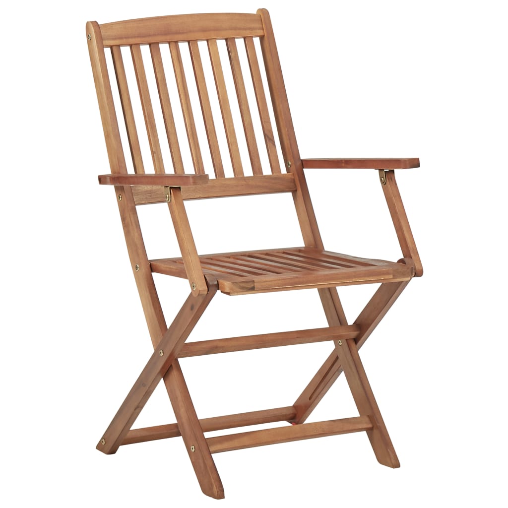 Cadeiras de jardim dobráveis 8 pcs c/ almofadões acácia maciça - Image 4