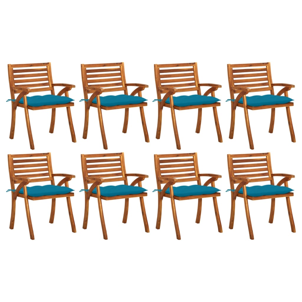 Cadeiras de jardim com almofadões 8 pcs acácia maciça