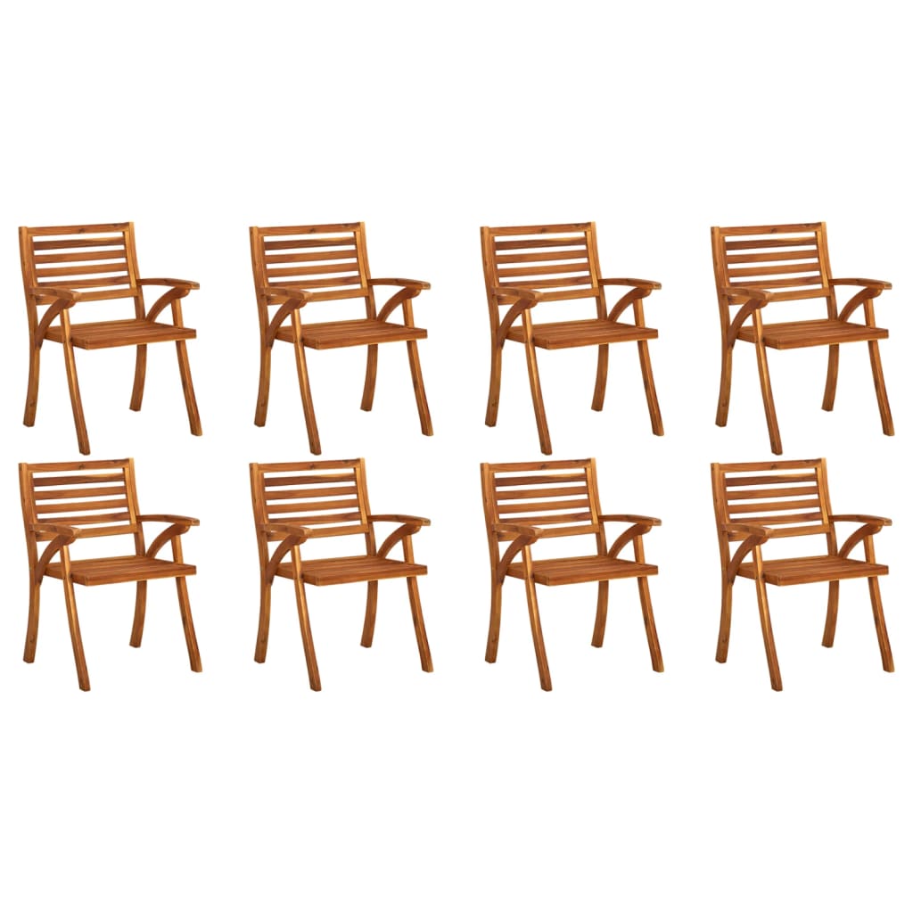 Cadeiras de jardim com almofadões 8 pcs acácia maciça - Image 2