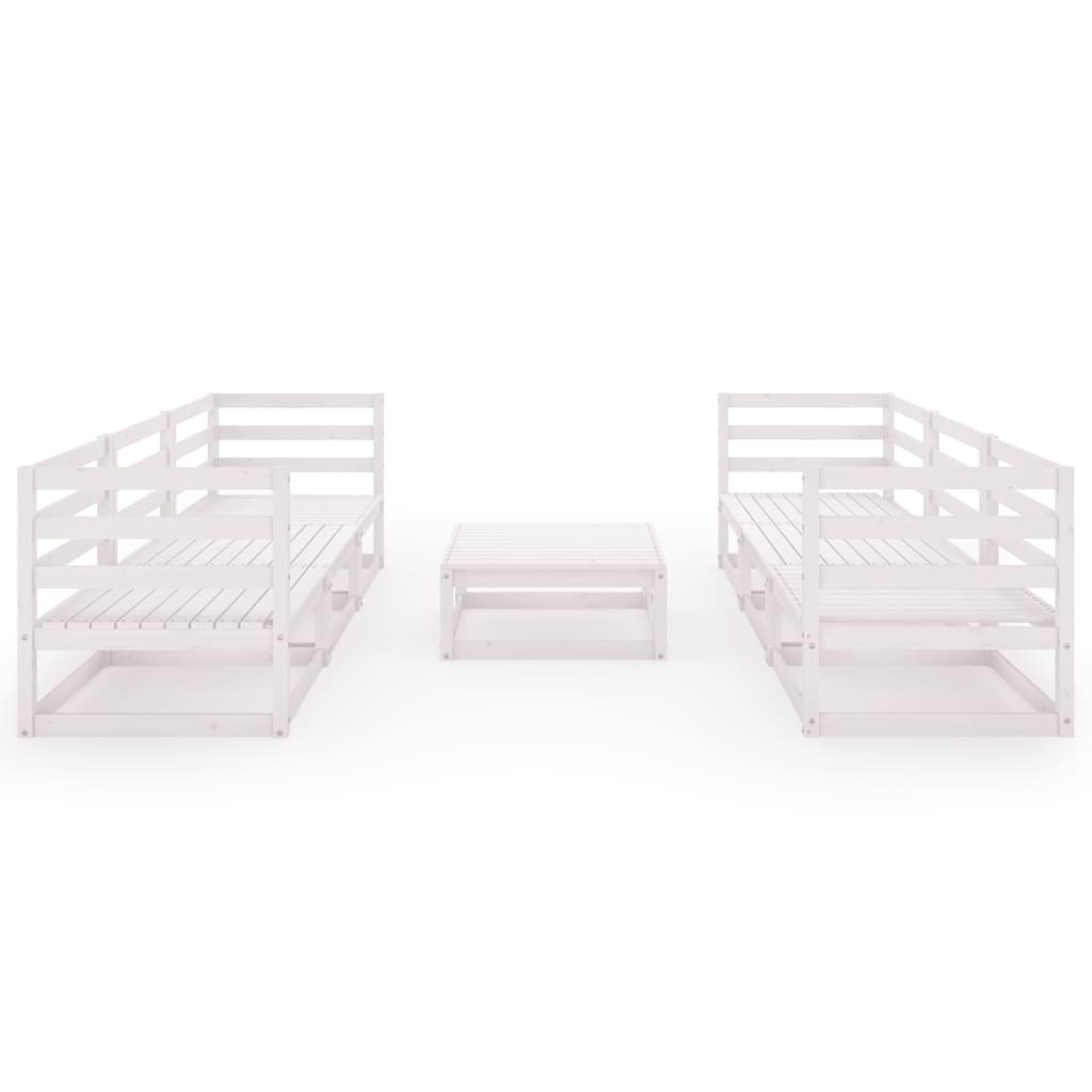 7 pcs conjunto lounge de jardim pinho maciço branco - Image 2