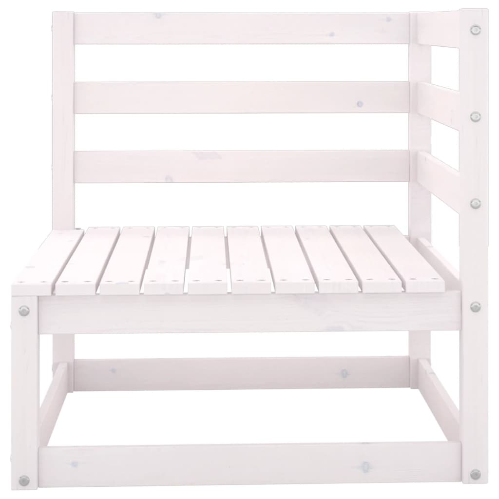 7 pcs conjunto lounge de jardim pinho maciço branco - Image 4