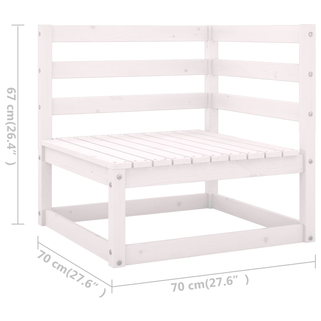 7 pcs conjunto lounge de jardim pinho maciço branco - Image 9