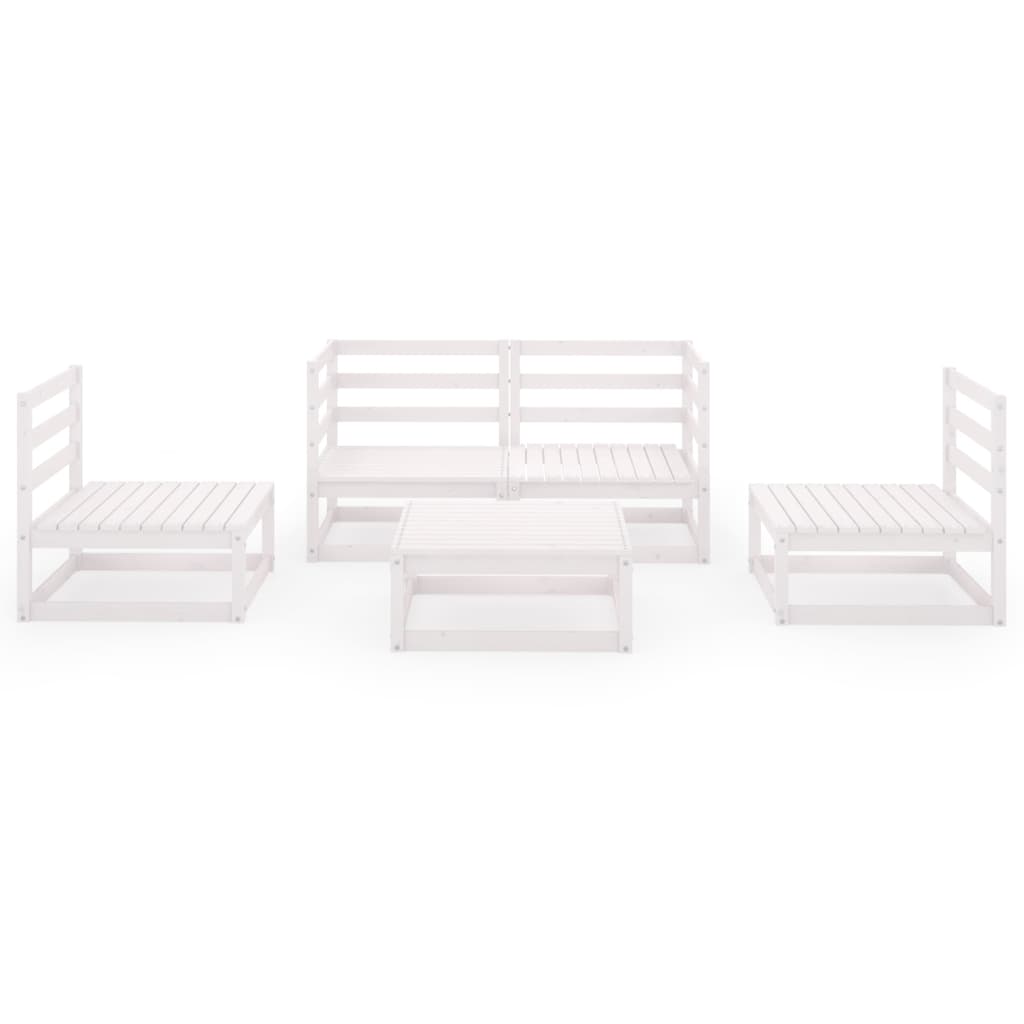 5 pcs conjunto lounge de jardim pinho maciço branco - Image 2