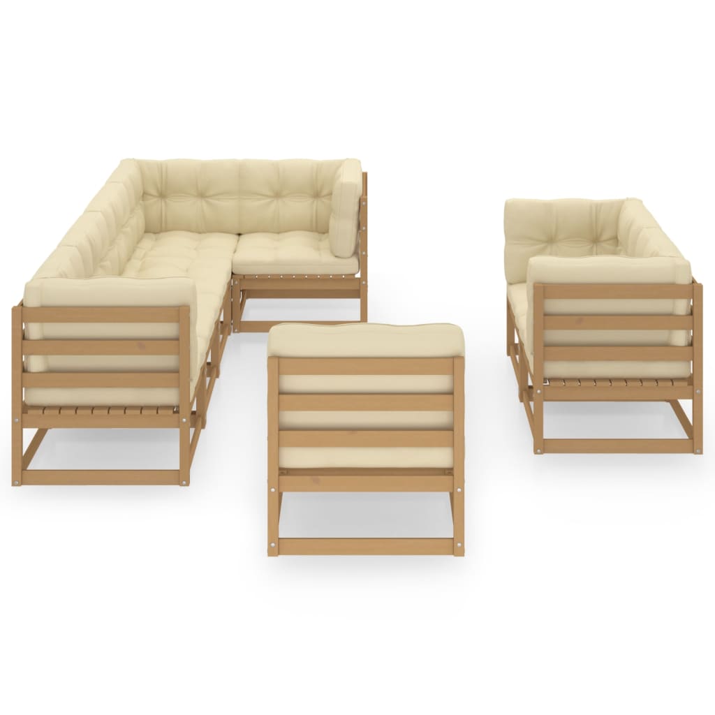 8 pcs conjunto lounge de jardim c/ almofadões pinho maciço - Image 2