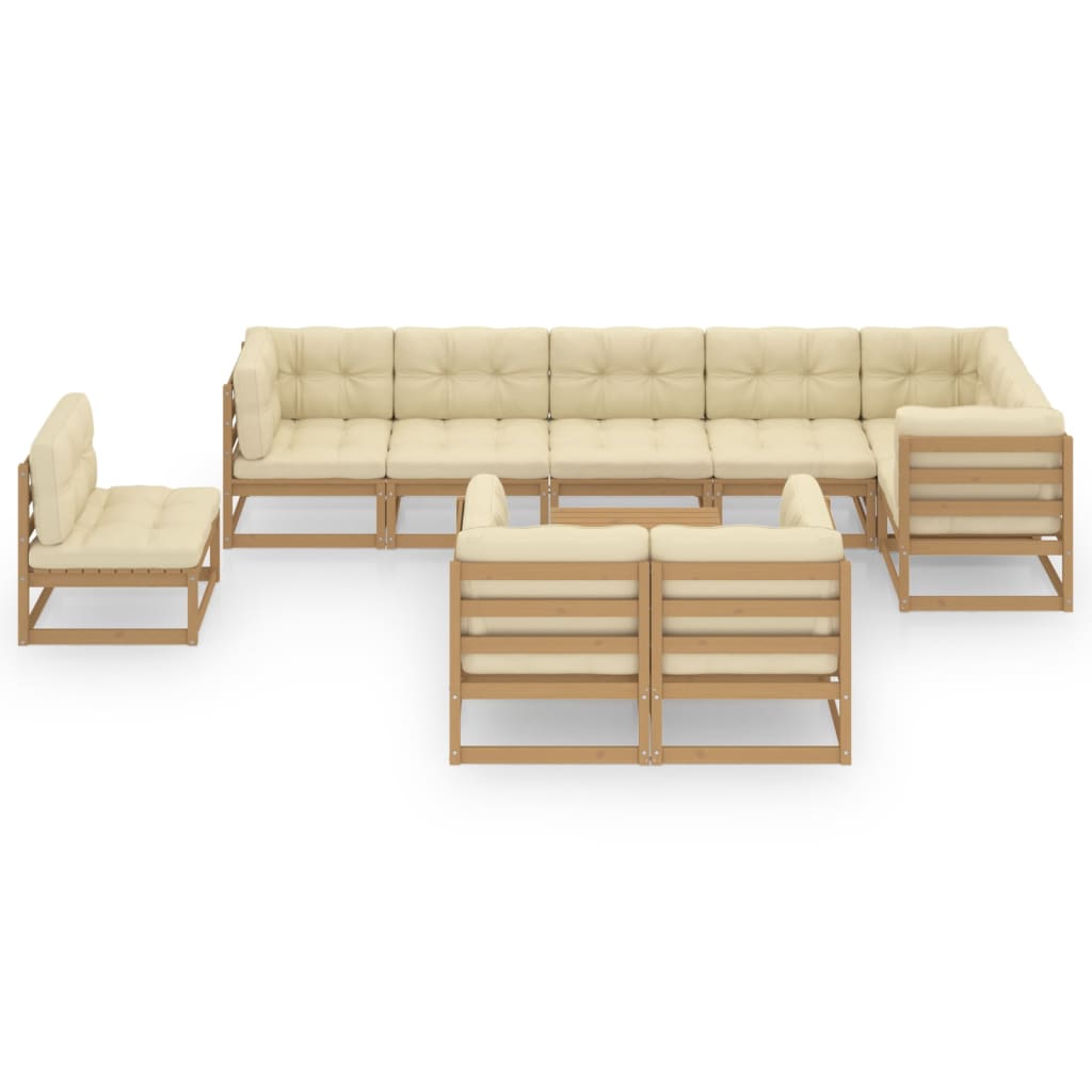 10 pcs conjunto lounge de jardim c/ almofadões pinho maciço - Image 2
