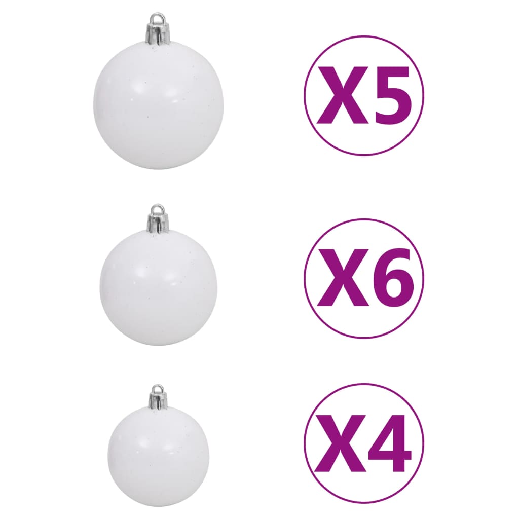 Árvore Natal artificial pré-iluminada c/ bolas 180 cm branco - Image 8