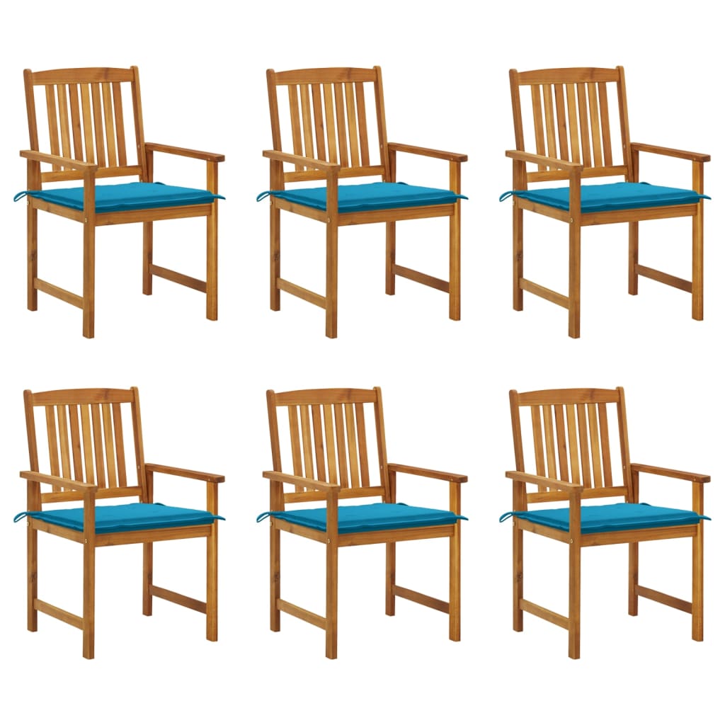 Cadeiras de jardim com almofadões 6 pcs acácia maciça