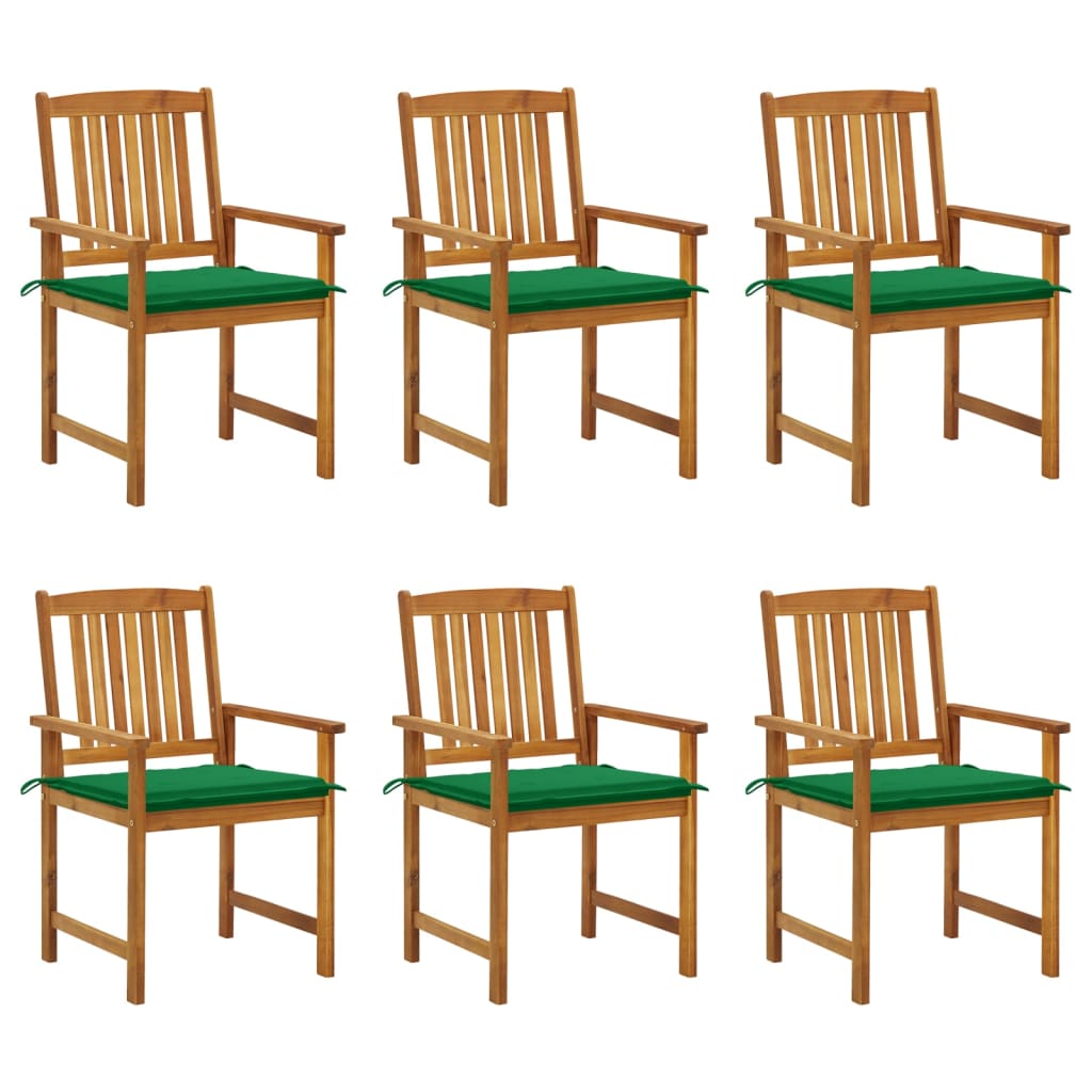 Cadeiras de jardim com almofadões 6 pcs acácia maciça