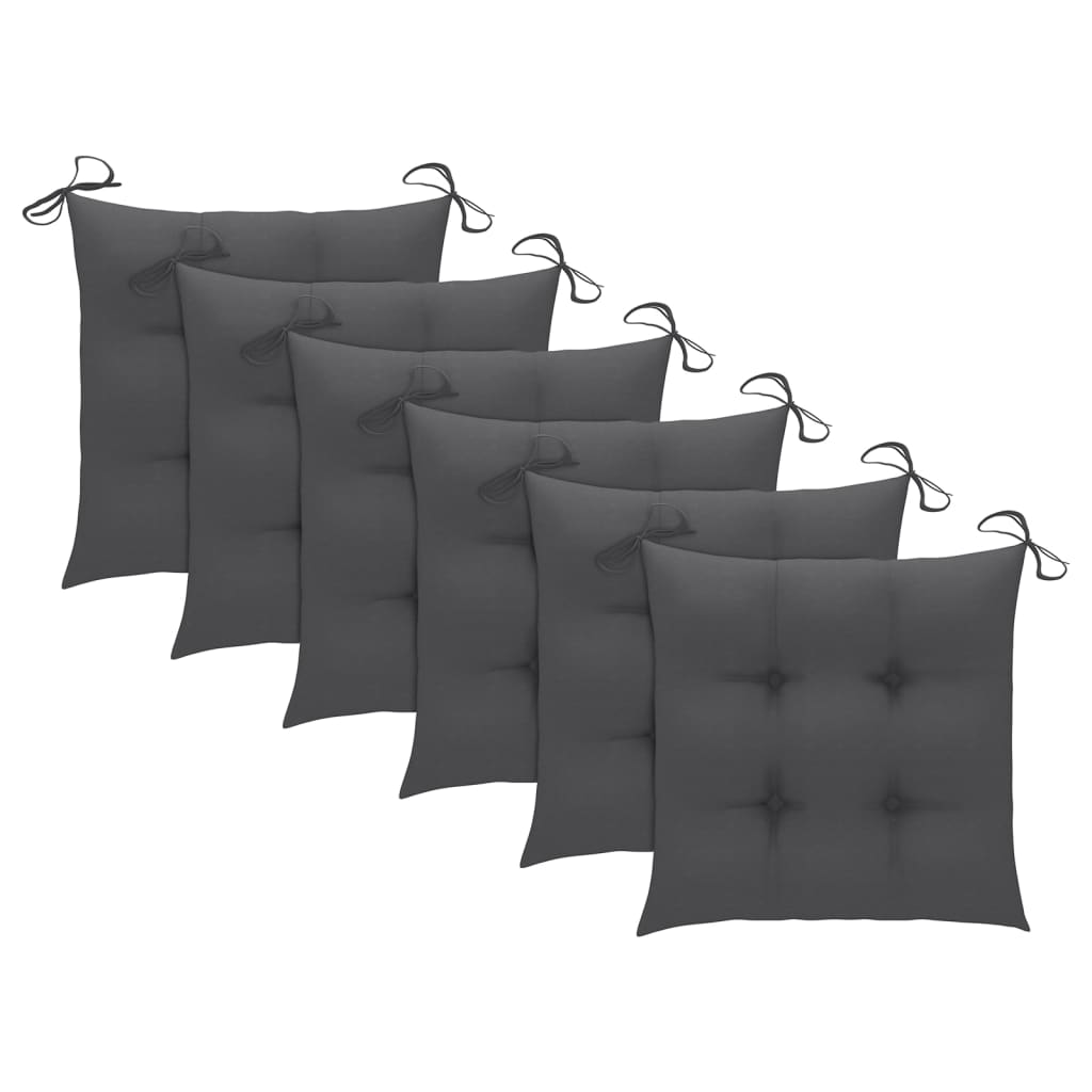 Cadeiras de jantar p/ jardim 6 pcs c/ almofadões acácia maciça - Image 4
