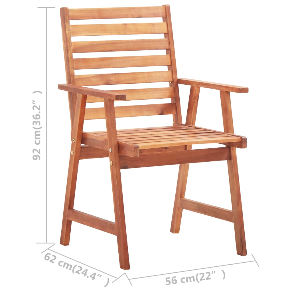 Cadeiras de jantar p/ jardim 6 pcs c/ almofadões acácia maciça - Image 6