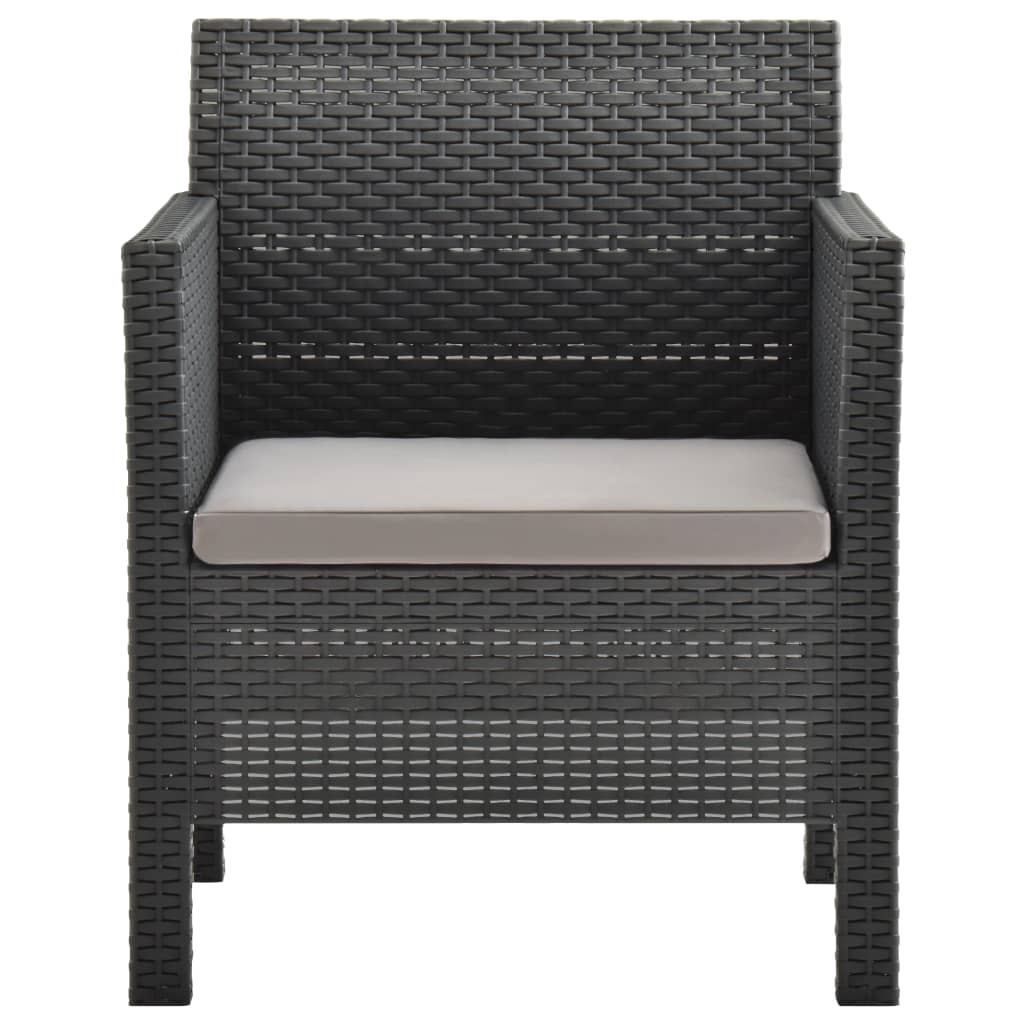 3 pcs conjunto lounge jardim com almofadões vime PP antracite - Image 7
