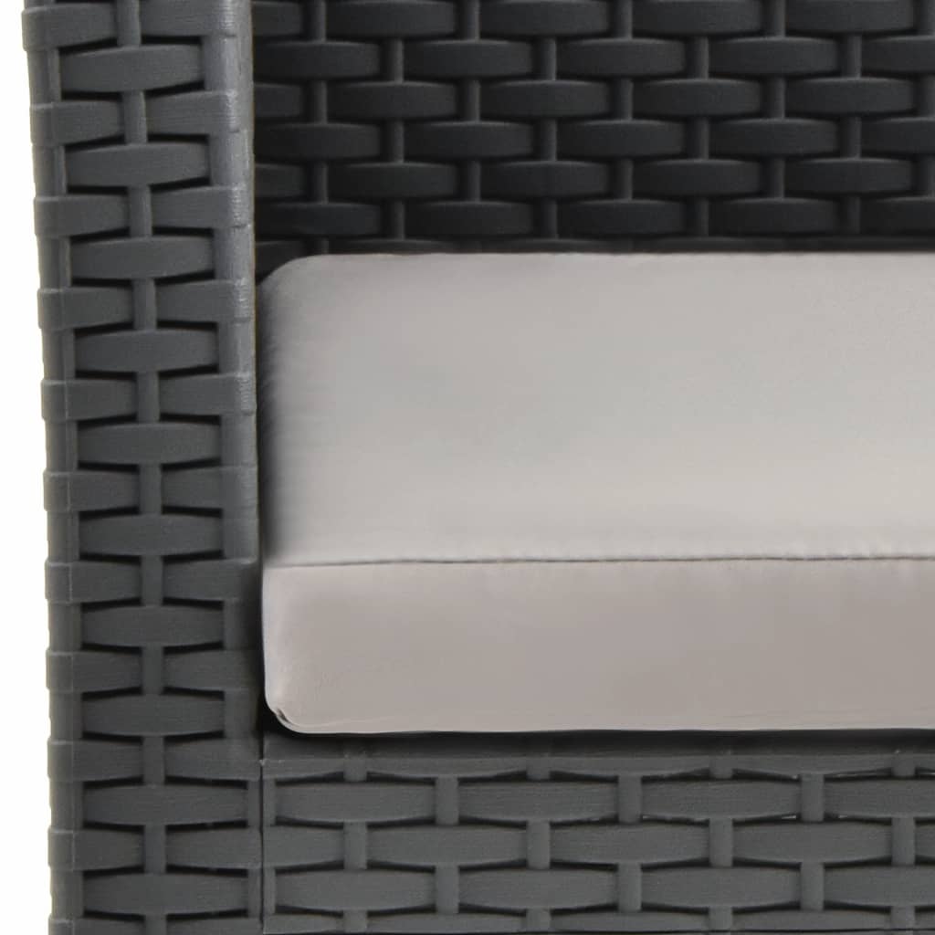 3 pcs conjunto lounge jardim com almofadões vime PP antracite - Image 10