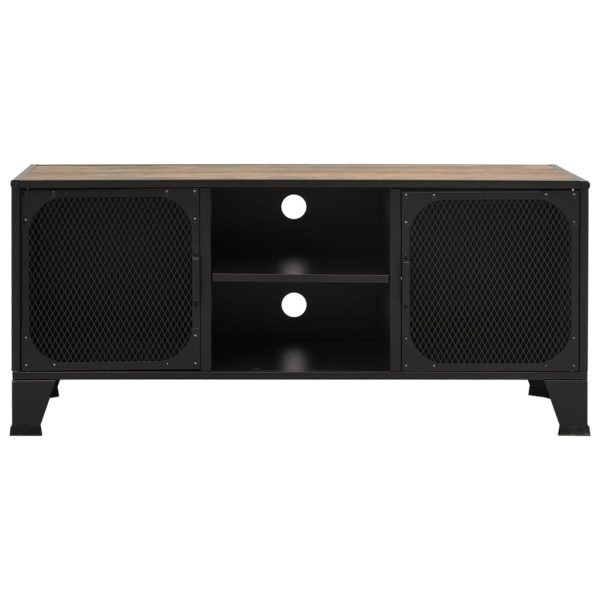 Móvel de TV 105x36x47 cm metal e MDF castanho rústico - Image 2