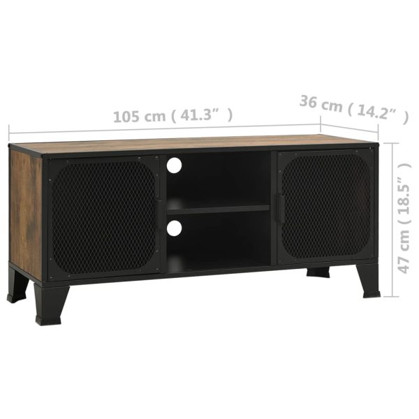 Móvel de TV 105x36x47 cm metal e MDF castanho rústico - Image 8
