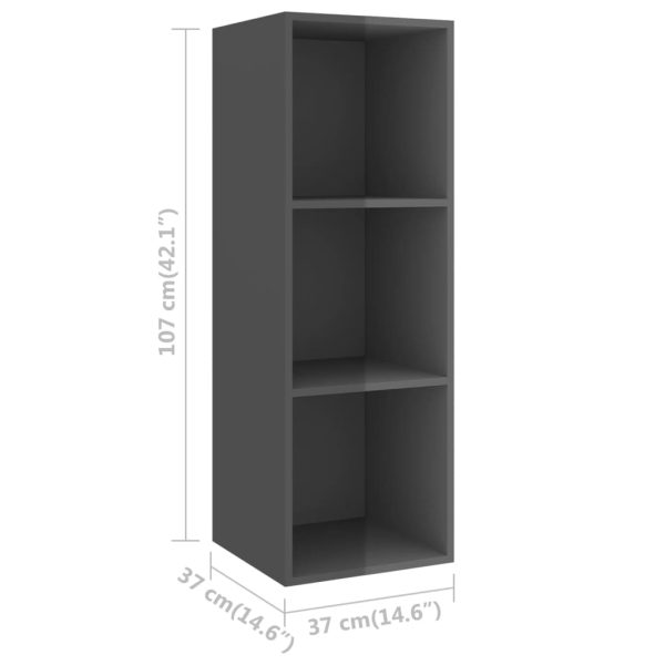 3pcs conjunto de móveis de TV derivados madeira cinza brilhante - Image 6