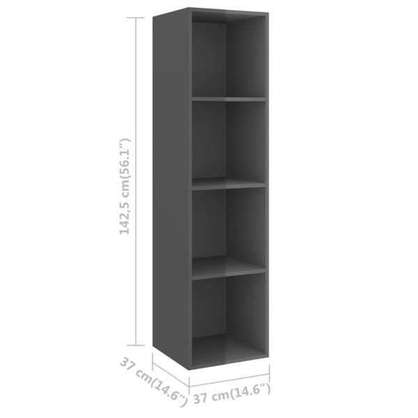 2 pcs conjunto móveis de TV derivados madeira cinza brilhante - Image 6