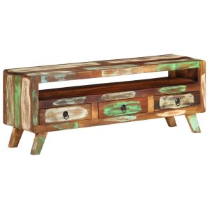 Móvel de TV 110x30x40 cm madeira recuperada maciça multicor