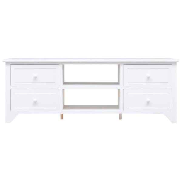 Móvel de TV 108x30x40 cm madeira paulownia maciça branco - Image 2