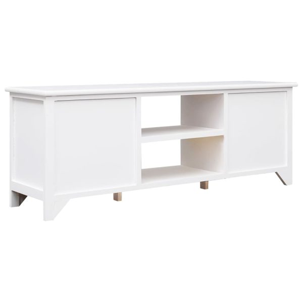 Móvel de TV 108x30x40 cm madeira paulownia maciça branco - Image 3