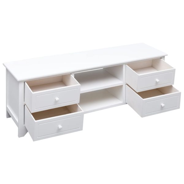 Móvel de TV 108x30x40 cm madeira paulownia maciça branco - Image 4