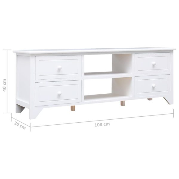 Móvel de TV 108x30x40 cm madeira paulownia maciça branco - Image 8
