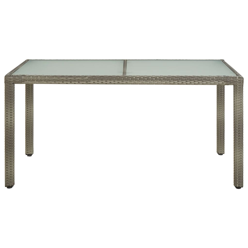 Mesa de jardim 150x90x75 cm vidro temperado e vime PE cinzento - Image 2