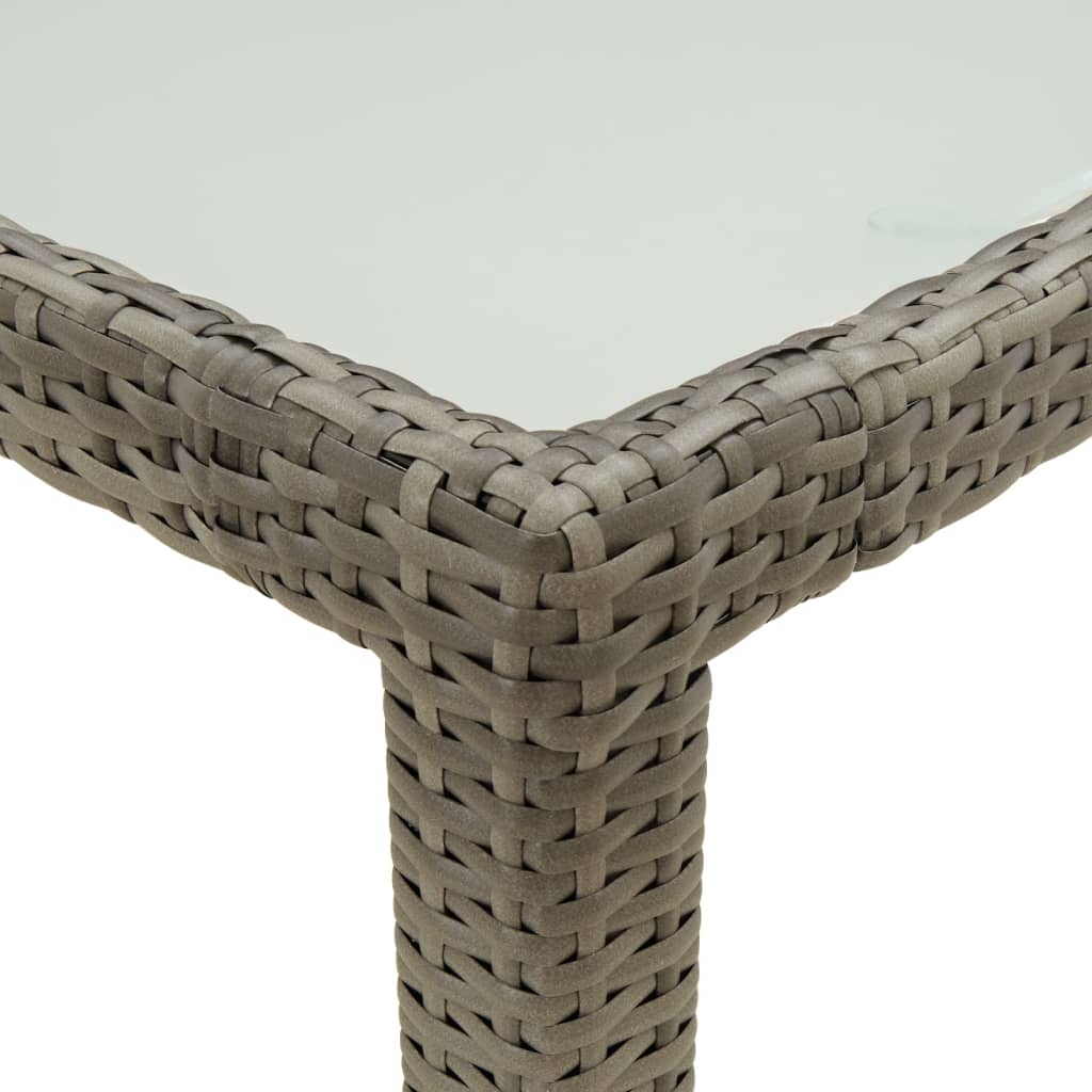 Mesa de jardim 150x90x75 cm vidro temperado e vime PE cinzento - Image 4