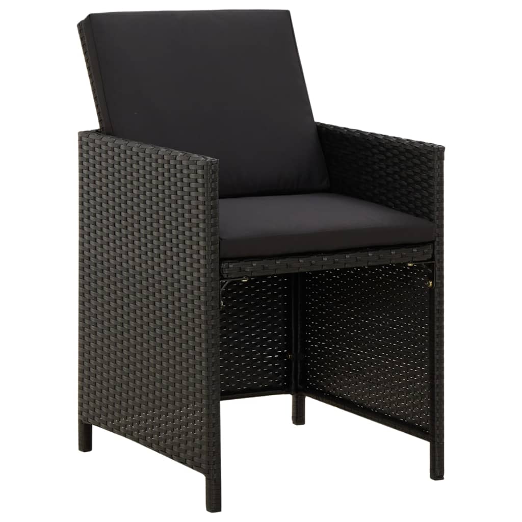 Cadeiras de jardim com almofadões 4 pcs vime PE preto - Image 2