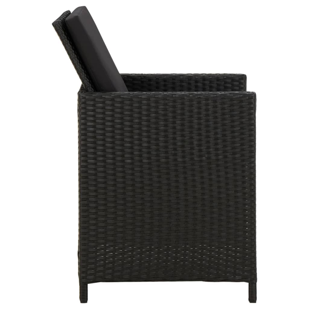 Cadeiras de jardim com almofadões 4 pcs vime PE preto - Image 4