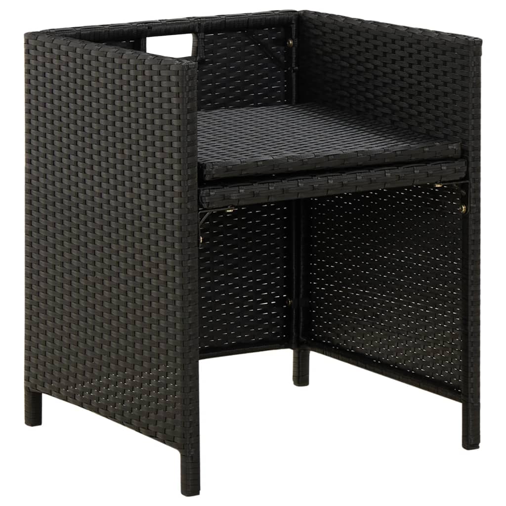 Cadeiras de jardim com almofadões 4 pcs vime PE preto - Image 6