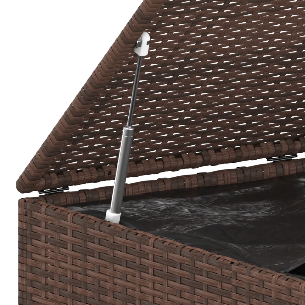 Caixa para almofadões de jardim 145x100x103 cm vime PE castanho - Image 4