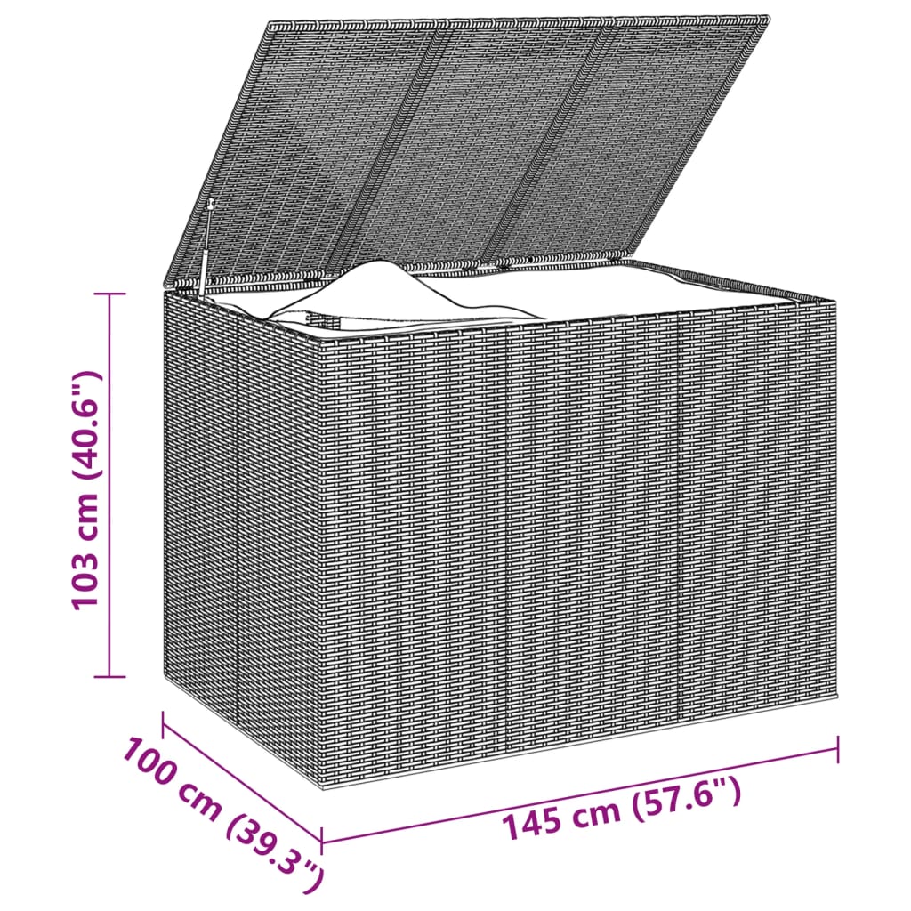 Caixa para almofadões de jardim 145x100x103 cm vime PE castanho - Image 5